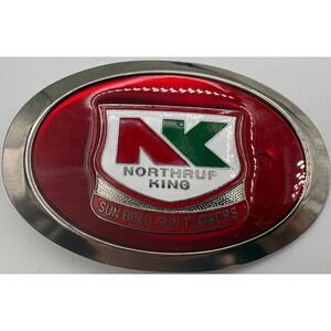 Vintage Northrup King SunBred Sunflowers Belt Buckle NK Seed Company Agriculture